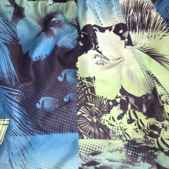 Speedo Swim Trunks Sz L Tropical Blue Hawaiian Surf Shorts Board Shorts - Picture 5 of 12